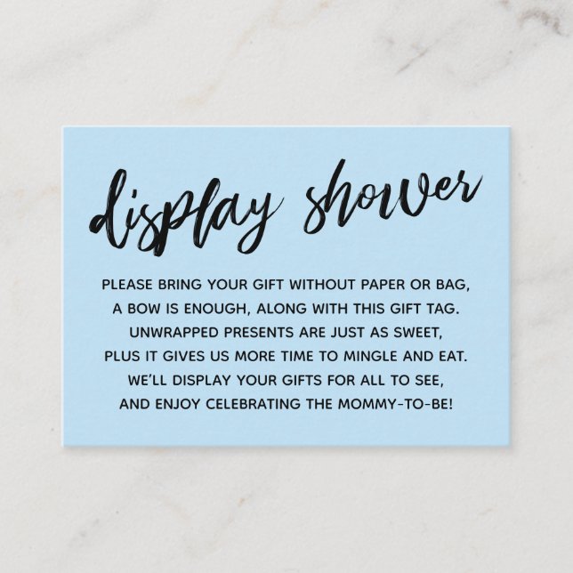 Casual Baby Blue Display Baby Shower No Wrapping Enclosure Card (Front)