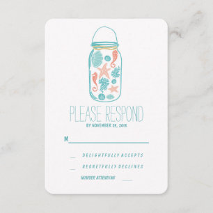 Casual beach mason jar wedding RSVP Card