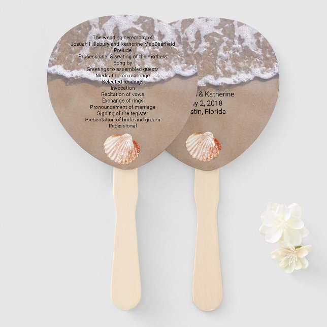 Casual Beach Theme Wedding Program Fan (Front and Back)