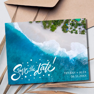 Casual Beach Wedding Budget Save the Date Announcement Postcard