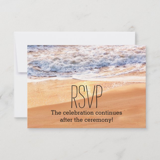 Casual Beach Wedding Gold Waves RSVP Invitation (Front)