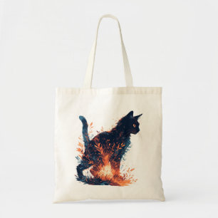 Casual Black Cat And Floral Leaves -Beautiful Tote Bag