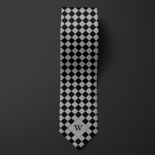 Casual Black Chequered Monogram Tie