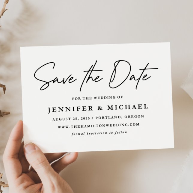 Casual Black Script Wedding Save The Date (Creator Uploaded)