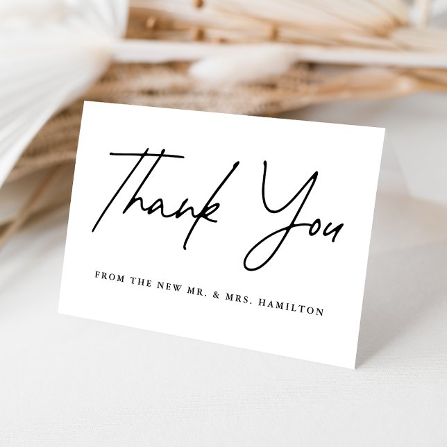 Casual Black Script Wedding Thank You Card (Creator Uploaded)