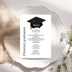 Casual black & white Graduation party dinner menu