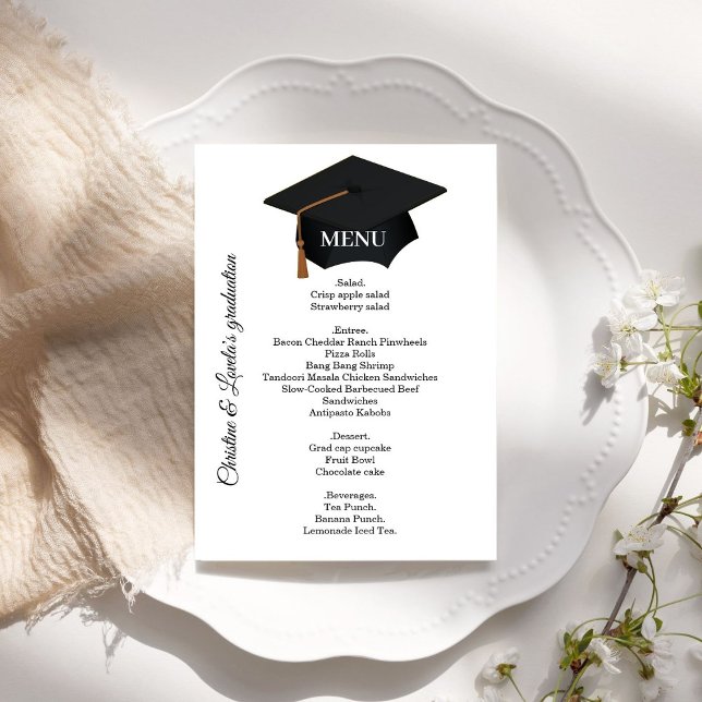 Casual black & white Graduation party dinner menu Invitation (Creator Uploaded)