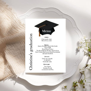 Casual black & white script Graduation party  menu