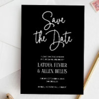 Casual Black White Writing Save The Date Wedding