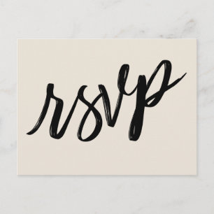 Casual Bold Handwriting Elegant Cream RSVP Postcard