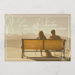 Casual Border Wedding Love And Thanks Typography Thank You Card