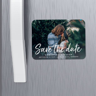 Casual Brush Photo Save the Date Magnet