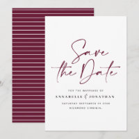 Casual burgundy mustard typography wedding