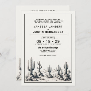 Casual Cactus Wedding with Details Invitation