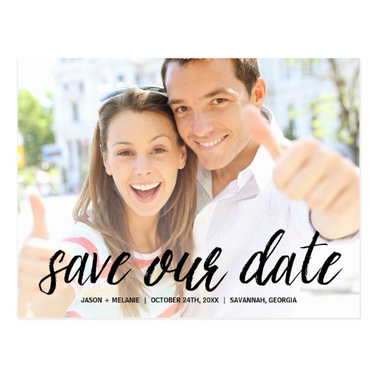 Casual Calligraphy | Photo Save the Date Postcard