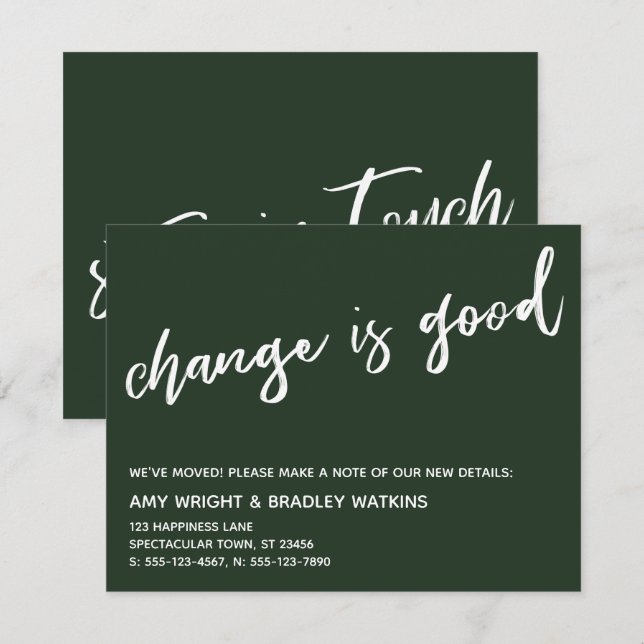 Casual Change is Good Green Moving Announcement (Front/Back)