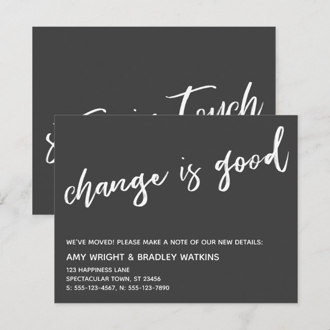 Casual Change is Good Grey Moving Announcement (Front/Back)