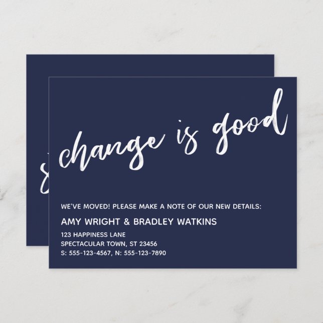 Casual Change is Good Navy Moving Announcement (Front/Back)