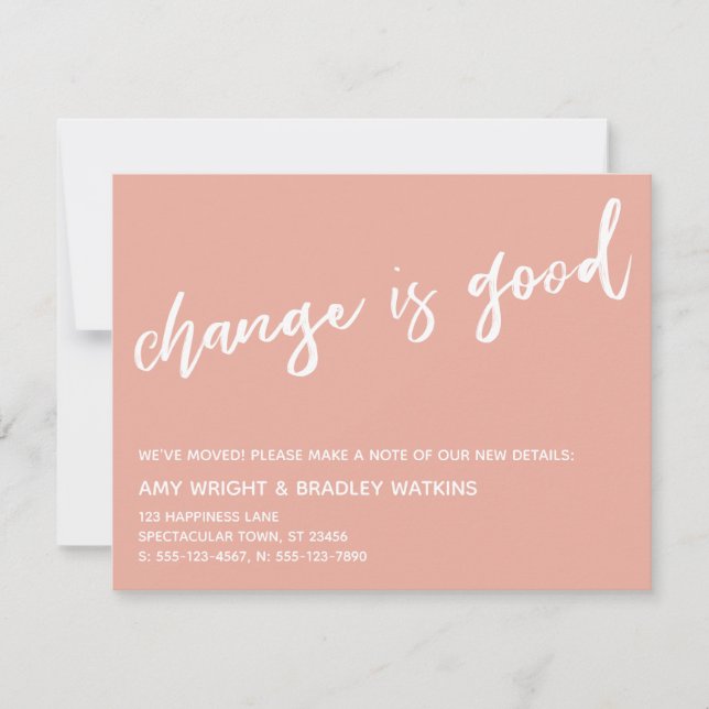 Casual Change is Good New Address Coral Card (Front)