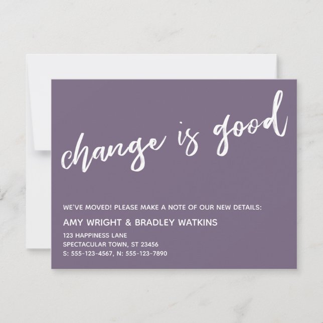 Casual Change is Good New Address Grape Card (Front)