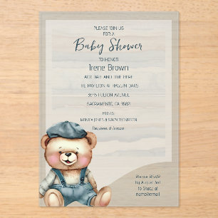 Casual Charming Bear Baby Shower Invitation