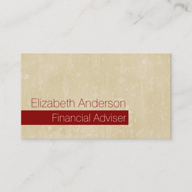 Casual Chic Beige Grunge Financial Adviser Business Card (Front)