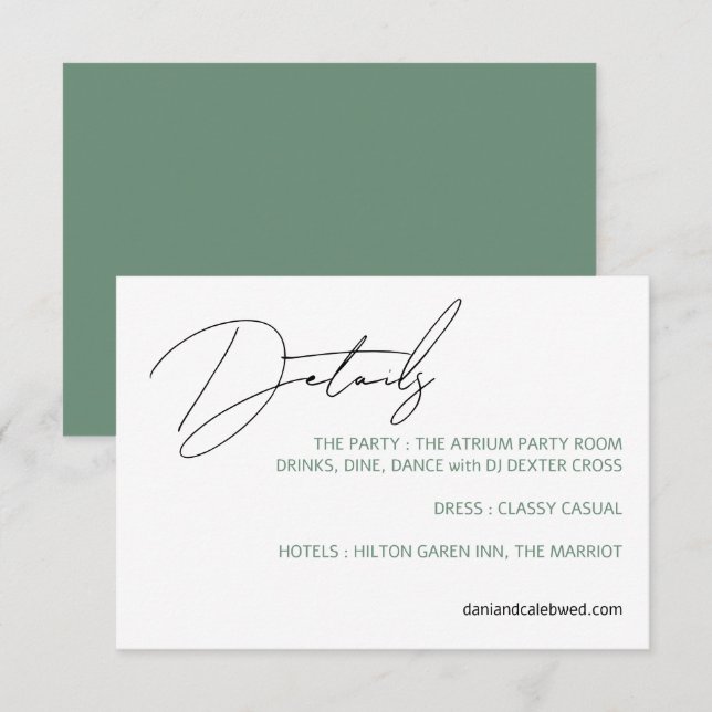 Casual Chic Handwriting Style Wedding Enclosure Card (Front/Back)