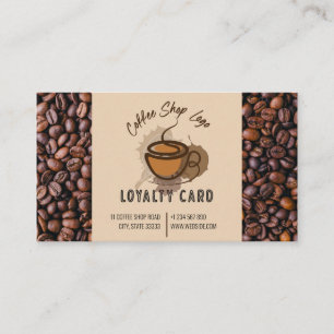 Casual Coffee Beans Add Your Logo Coffee Shop Loyalty Card