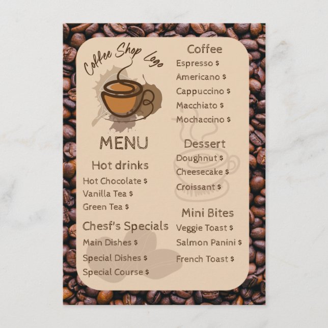 Casual Coffee Beans Add Your Menu Coffee Shop (Front)