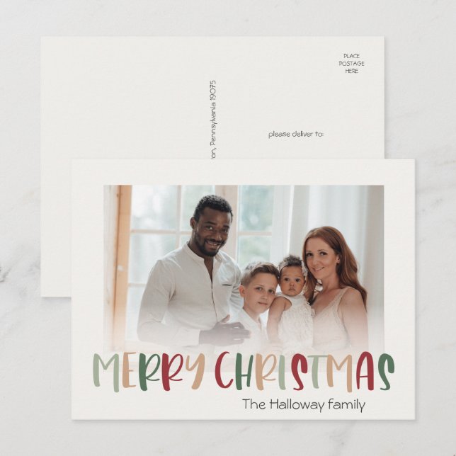Casual Colourful Christmas Faded Photo Holiday Postcard (Front/Back)