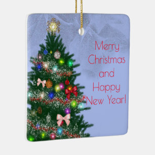 Casual colourful decorated Christmas tree Ceramic Ornament