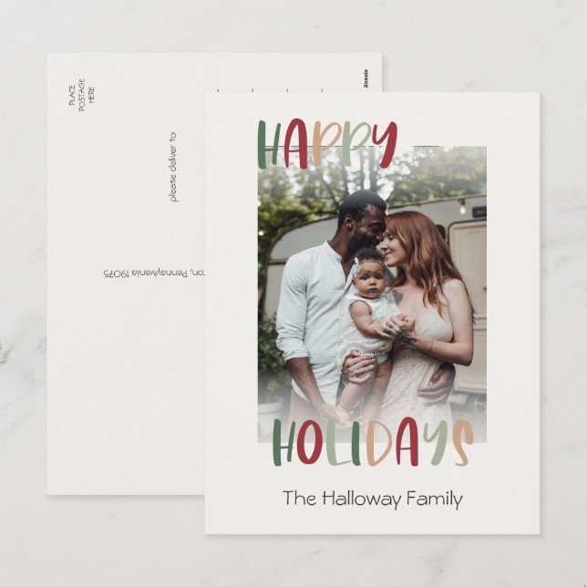 Casual Colourful Happy Holidays Faded Photo Holiday Postcard (Front/Back)