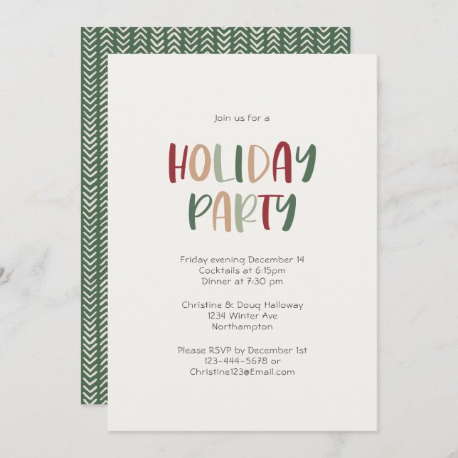Casual Colourful Holiday Party Invitation (Front/Back)