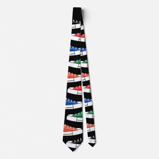 Casual Colourful Sneakers Black Neck Tie (Front)