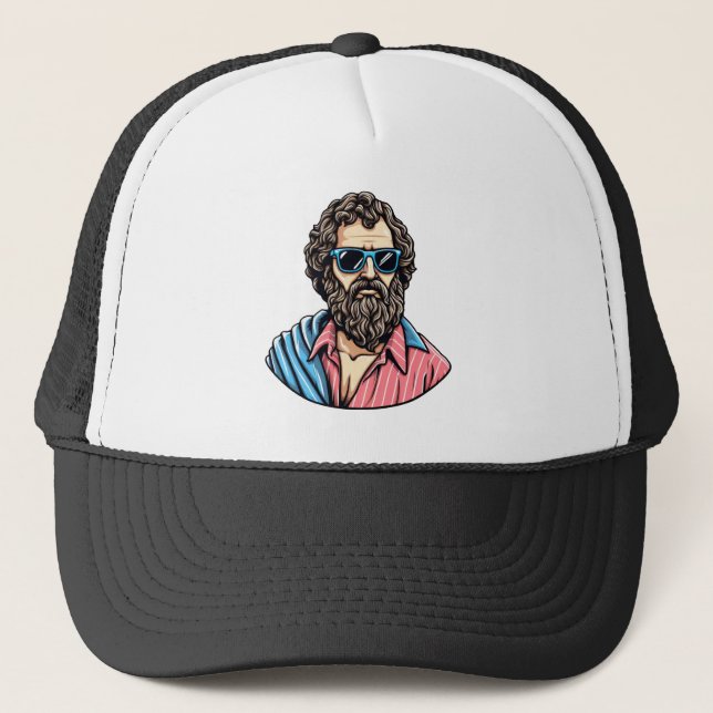 Casual Cool Philosopher Look Trucker Hat (Front)
