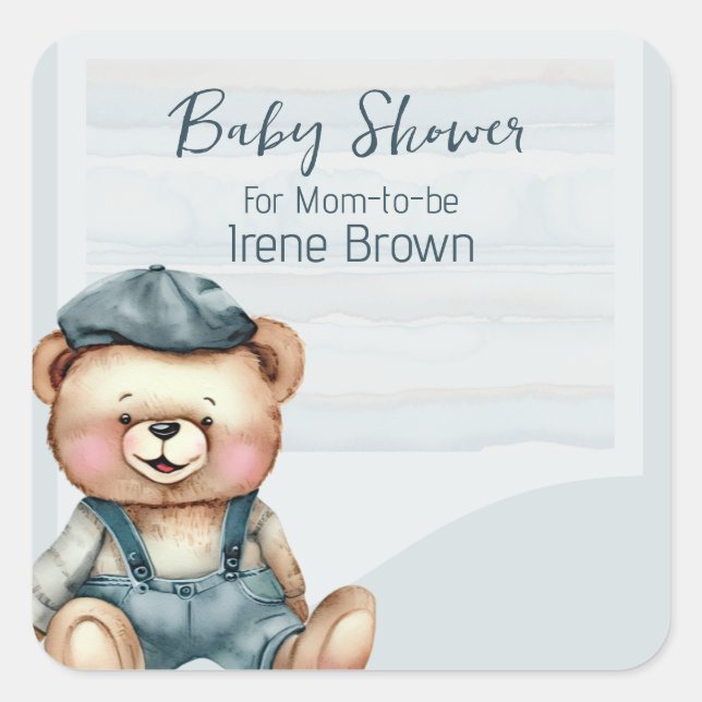 Casual Cosy Baby Shower Invitation Square Sticker (Front)