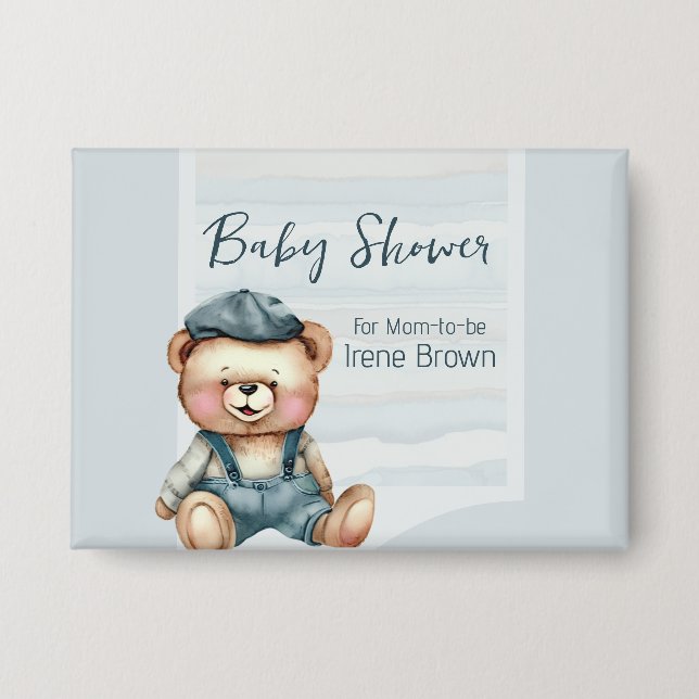 Casual Cosy Baby Shower Personalised Button (Front)