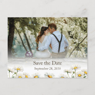 Casual Country Photo Daisy Save the Date Announcement Postcard