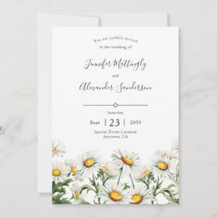 Casual Country Wedding Daisy Floral Invitation