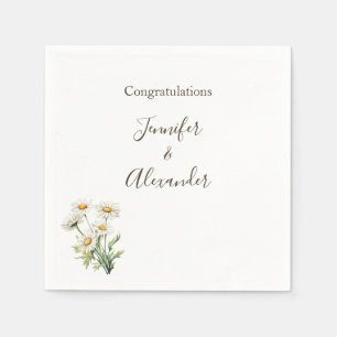 Casual Country Wedding Daisy Floral Personalised Napkin