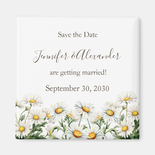 Casual Country Wedding Daisy Save the Date Magnet (Front)
