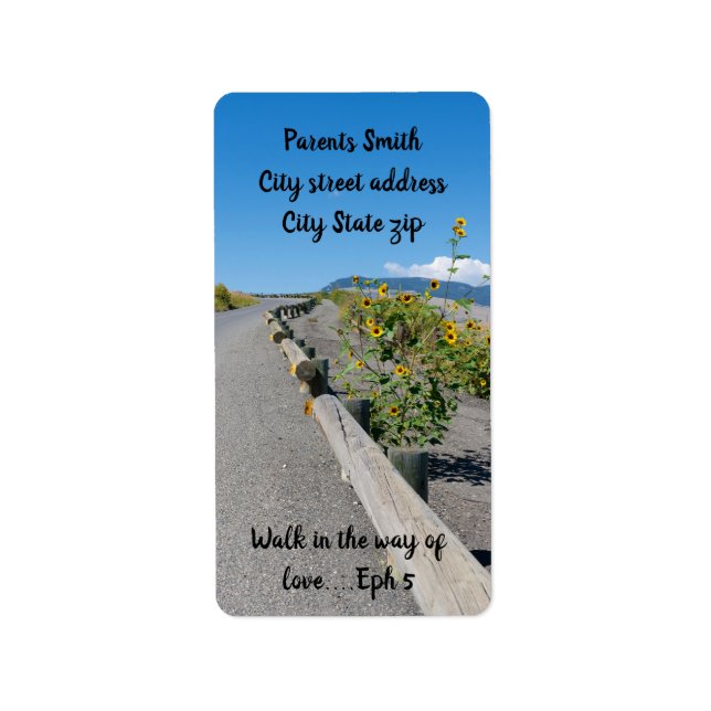 Casual country west mountain road flowers return label (Front)