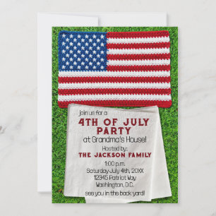 Casual Crochet American Flag Patriotic 4th of July Invitation