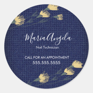 Casual Denim and Wild Flowers Salon Beauty  Classic Round Sticker