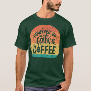 Casual Distressed Top Powered By Cats & Coffee