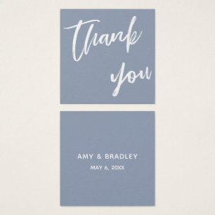 Casual Dusty Blue Wedding Thank You Favour Tag