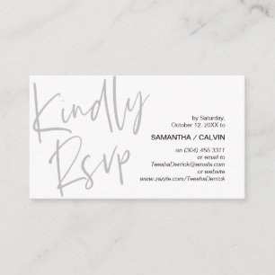 Casual Elegance, Black Grey Script, RSVP respond Enclosure Card