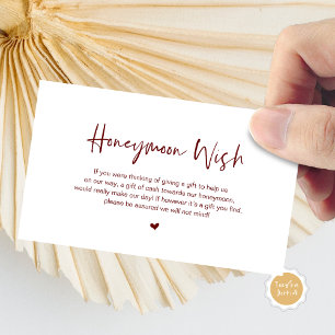 Casual elegance, Burgundy, Honeymoon Wish Enclosure Card