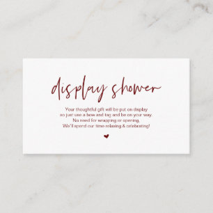 Casual elegance, Display Shower, Burgundy, Wedding Enclosure Card