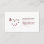 Casual elegance minimal, Burgundy, Honeymoon Wish Enclosure Card<br><div class="desc">This is the Modern casual elegance,  minimal,  in Burgundy ink,  Script minimalism,  typeface font,  Wedding Enclosure Card. You can change the font colours,  and add your wedding details in the matching font / lettering. #TeeshaDerrick</div>